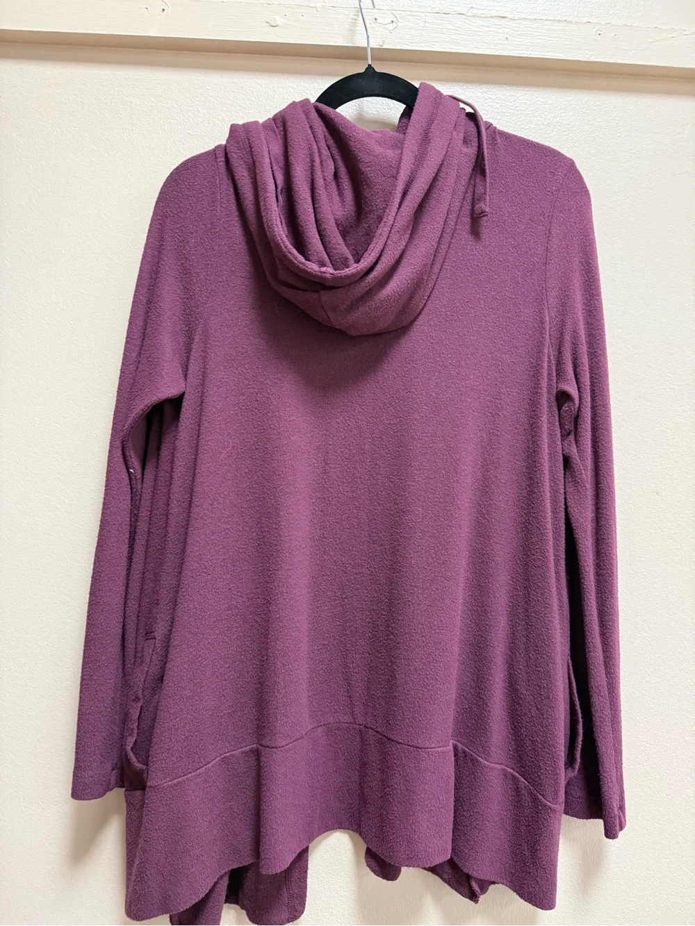 Z Supply Hooded Cardigan Plum Purple Marled Textured Knit Open Front Medium